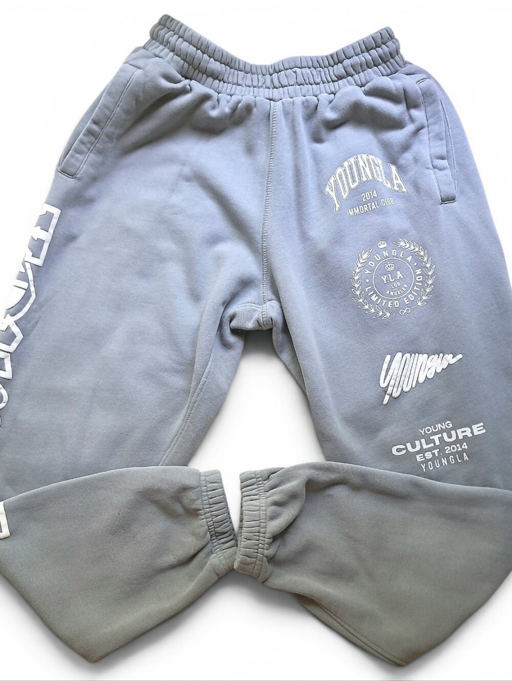 YoungLA Immortal Joggers Men's Medium Lt Gray 100% Cotton EUC